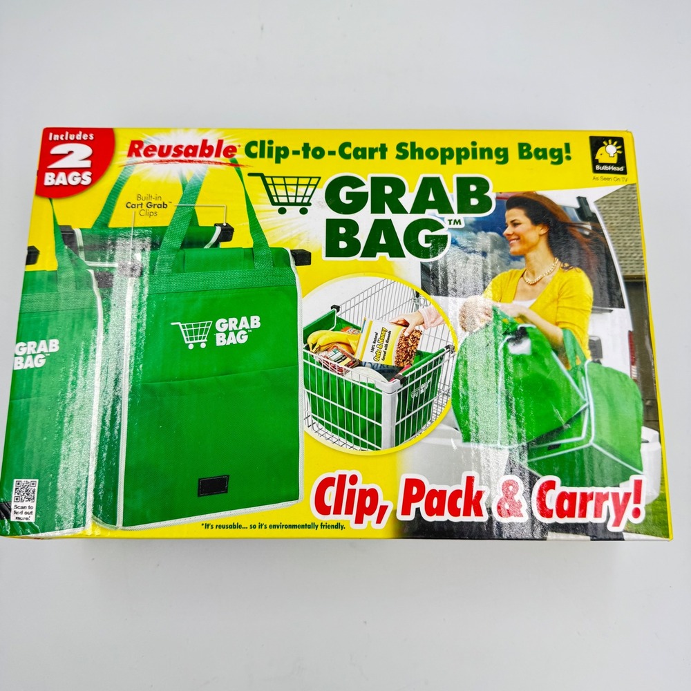 Grab Bag Reusable Shopping Bag UniGreen Clip-to-Cart 2-Pack New